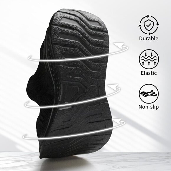 Women's Black Lightweight Comfort Workout Casual Non Slip Fashion Sneakers - Picture 5 of 6